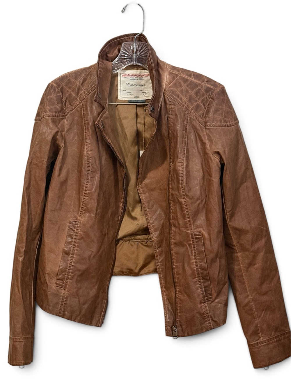 Anthropologie “Cartonnier” Vegan Leather Moto Jacket - Brown